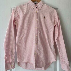 Polo Ralph Lauren pink and white striped oxford shirt